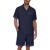 image:imagePrinStory Mens Pajamas Set Sleepwear Pjs Lightweight Short Sleeve Pajama 2 Piece Comfy Loungewear with Pockets S2XLNavy Blue