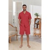 image:imagePrinStory Mens Pajamas Set Sleepwear Pjs Lightweight Short Sleeve Pajama 2 Piece Comfy Loungewear with Pockets S2XLRed
