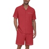 image:imagePrinStory Mens Pajamas Set Sleepwear Pjs Lightweight Short Sleeve Pajama 2 Piece Comfy Loungewear with Pockets S2XLRed