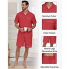 image:imagePrinStory Mens Pajamas Set Sleepwear Pjs Lightweight Short Sleeve Pajama 2 Piece Comfy Loungewear with Pockets S2XLRed
