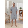 image:imagePrinStory Mens Pajamas Set Sleepwear Pjs Lightweight Short Sleeve Pajama 2 Piece Comfy Loungewear with Pockets S2XLSilver Gray