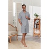 image:imagePrinStory Mens Pajamas Set Sleepwear Pjs Lightweight Short Sleeve Pajama 2 Piece Comfy Loungewear with Pockets S2XLSilver Gray
