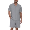 image:imagePrinStory Mens Pajamas Set Sleepwear Pjs Lightweight Short Sleeve Pajama 2 Piece Comfy Loungewear with Pockets S2XLSilver Gray