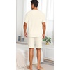 image:imagePrinStory Mens Pajamas Set Summer Pjs Sets Lightweight Short Sleeve Pajama Shorts Set Soft Sleepwear Loungewear with PocketsApricot