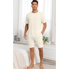 image:imagePrinStory Mens Pajamas Set Summer Pjs Sets Lightweight Short Sleeve Pajama Shorts Set Soft Sleepwear Loungewear with PocketsApricot