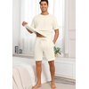 image:imagePrinStory Mens Pajamas Set Summer Pjs Sets Lightweight Short Sleeve Pajama Shorts Set Soft Sleepwear Loungewear with PocketsApricot