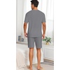 image:imagePrinStory Mens Pajamas Set Summer Pjs Sets Lightweight Short Sleeve Pajama Shorts Set Soft Sleepwear Loungewear with PocketsDark Gray