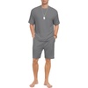 image:imagePrinStory Mens Pajamas Set Summer Pjs Sets Lightweight Short Sleeve Pajama Shorts Set Soft Sleepwear Loungewear with PocketsDark Gray