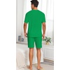 image:imagePrinStory Mens Pajamas Set Summer Pjs Sets Lightweight Short Sleeve Pajama Shorts Set Soft Sleepwear Loungewear with PocketsGrass Green
