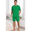 image:imagePrinStory Mens Pajamas Set Summer Pjs Sets Lightweight Short Sleeve Pajama Shorts Set Soft Sleepwear Loungewear with PocketsGrass Green
