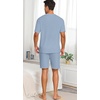 image:imagePrinStory Mens Pajamas Set Summer Pjs Sets Lightweight Short Sleeve Pajama Shorts Set Soft Sleepwear Loungewear with PocketsGray Blue