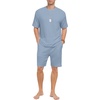 image:imagePrinStory Mens Pajamas Set Summer Pjs Sets Lightweight Short Sleeve Pajama Shorts Set Soft Sleepwear Loungewear with PocketsGray Blue