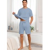 image:imagePrinStory Mens Pajamas Set Summer Pjs Sets Lightweight Short Sleeve Pajama Shorts Set Soft Sleepwear Loungewear with PocketsGray Blue