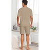 image:imagePrinStory Mens Pajamas Set Summer Pjs Sets Lightweight Short Sleeve Pajama Shorts Set Soft Sleepwear Loungewear with PocketsKhaki