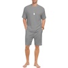 image:imagePrinStory Mens Pajamas Set Summer Pjs Sets Lightweight Short Sleeve Pajama Shorts Set Soft Sleepwear Loungewear with PocketsSilver Gray