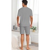 image:imagePrinStory Mens Pajamas Set Summer Pjs Sets Lightweight Short Sleeve Pajama Shorts Set Soft Sleepwear Loungewear with PocketsSilver Gray