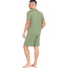 image:imagePrinStory Mens Pajamas Set Summer Pjs Sets Lightweight Short Sleeve Pajama Soft Sleepwear Loungewear with PocketsArmy Green