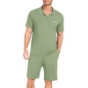 image:imagePrinStory Mens Pajamas Set Summer Pjs Sets Lightweight Short Sleeve Pajama Soft Sleepwear Loungewear with PocketsArmy Green