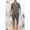 image:imagePrinStory Mens Pajamas Set Summer Pjs Sets Lightweight Short Sleeve Pajama Soft Sleepwear Loungewear with PocketsDark Gray