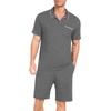 image:imagePrinStory Mens Pajamas Set Summer Pjs Sets Lightweight Short Sleeve Pajama Soft Sleepwear Loungewear with PocketsDark Gray