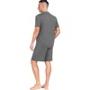 image:imagePrinStory Mens Pajamas Set Summer Pjs Sets Lightweight Short Sleeve Pajama Soft Sleepwear Loungewear with PocketsDark Gray