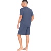 image:imagePrinStory Mens Pajamas Set Summer Pjs Sets Lightweight Short Sleeve Pajama Soft Sleepwear Loungewear with PocketsDusty Blue