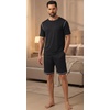 image:imagePrinStory Mens Pajamas Set Summer Pjs Sets for Men 2 Piece Pajamas Sets Soft Lounge Wear with PocketsBlack