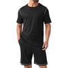 image:imagePrinStory Mens Pajamas Set Summer Pjs Sets for Men 2 Piece Pajamas Sets Soft Lounge Wear with PocketsBlack