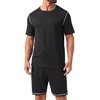 image:imagePrinStory Mens Pajamas Set Summer Pjs Sets for Men 2 Piece Pajamas Sets Soft Lounge Wear with PocketsBlack