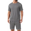 image:imagePrinStory Mens Pajamas Set Summer Pjs Sets for Men 2 Piece Pajamas Sets Soft Lounge Wear with PocketsDark Gray
