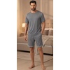 image:imagePrinStory Mens Pajamas Set Summer Pjs Sets for Men 2 Piece Pajamas Sets Soft Lounge Wear with PocketsDark Gray