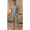 image:imagePrinStory Mens Pajamas Set Summer Pjs Sets for Men 2 Piece Pajamas Sets Soft Lounge Wear with PocketsGray
