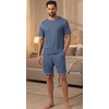 image:imagePrinStory Mens Pajamas Set Summer Pjs Sets for Men 2 Piece Pajamas Sets Soft Lounge Wear with PocketsGray Blue