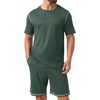 image:imagePrinStory Mens Pajamas Set Summer Pjs Sets for Men 2 Piece Pajamas Sets Soft Lounge Wear with PocketsGreen