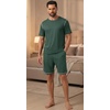 image:imagePrinStory Mens Pajamas Set Summer Pjs Sets for Men 2 Piece Pajamas Sets Soft Lounge Wear with PocketsGreen