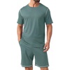 image:imagePrinStory Mens Pajamas Set Summer Pjs Sets for Men 2 Piece Pajamas Sets Soft Lounge Wear with PocketsHaze Blue