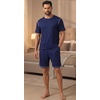 image:imagePrinStory Mens Pajamas Set Summer Pjs Sets for Men 2 Piece Pajamas Sets Soft Lounge Wear with PocketsNavy Blue