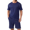 image:imagePrinStory Mens Pajamas Set Summer Pjs Sets for Men 2 Piece Pajamas Sets Soft Lounge Wear with PocketsNavy Blue