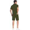 image:imagePrinStory Mens Short Sleeve Outfits 2 Piece Summer Beach Button Down Shirts and Shorts Set Tracksuit with PocketsArmy Green