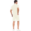 image:imagePrinStory Mens Short Sleeve Outfits 2 Piece Summer Beach Button Down Shirts and Shorts Set Tracksuit with PocketsBeige