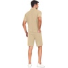 image:imagePrinStory Mens Short Sleeve Outfits 2 Piece Summer Beach Button Down Shirts and Shorts Set Tracksuit with PocketsKhaki
