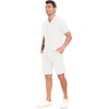 image:imagePrinStory Mens Short Sleeve Outfits 2 Piece Summer Beach Button Down Shirts and Shorts Set Tracksuit with PocketsWhite