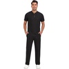 image:imagePrinStory Mens Short Sleeve Outfits Waffle Knit Henley Shirt and Pants Set Casual 2 Pieces Summer Tracksuits with PocketsBlack