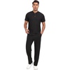 image:imagePrinStory Mens Short Sleeve Outfits Waffle Knit Henley Shirt and Pants Set Casual 2 Pieces Summer Tracksuits with PocketsBlack