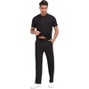 image:imagePrinStory Mens Short Sleeve Outfits Waffle Knit Henley Shirt and Pants Set Casual 2 Pieces Summer Tracksuits with PocketsBlack