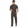 image:imagePrinStory Mens Short Sleeve Outfits Waffle Knit Henley Shirt and Pants Set Casual 2 Pieces Summer Tracksuits with PocketsDark Gray