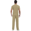 image:imagePrinStory Mens Short Sleeve Outfits Waffle Knit Henley Shirt and Pants Set Casual 2 Pieces Summer Tracksuits with PocketsKhaki