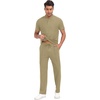 image:imagePrinStory Mens Short Sleeve Outfits Waffle Knit Henley Shirt and Pants Set Casual 2 Pieces Summer Tracksuits with PocketsKhaki