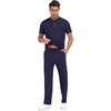 image:imagePrinStory Mens Short Sleeve Outfits Waffle Knit Henley Shirt and Pants Set Casual 2 Pieces Summer Tracksuits with PocketsNavy Blue