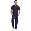 image:imagePrinStory Mens Short Sleeve Outfits Waffle Knit Henley Shirt and Pants Set Casual 2 Pieces Summer Tracksuits with PocketsNavy Blue